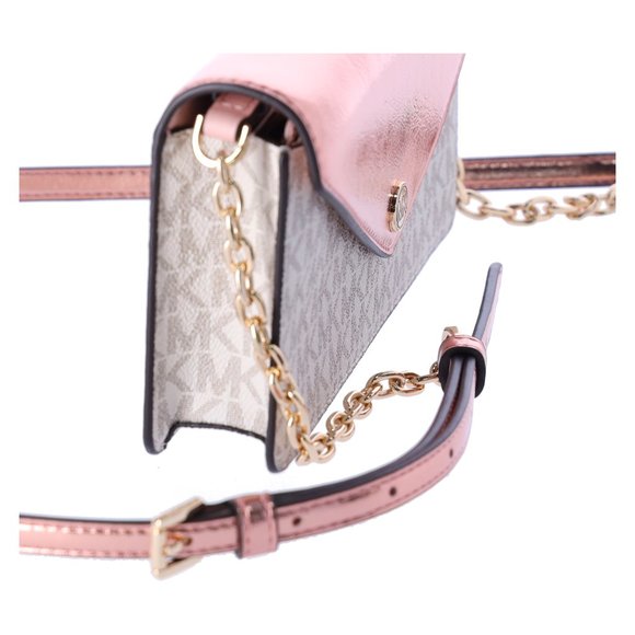 Michael Kors Jet Set Travel Small Signature Clutch Crossbody Vanilla Primrose - Picture 11 of 14